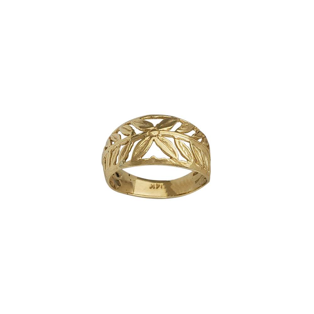 Outline Leaf Pattern Ring (14K)