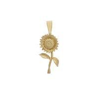 Textured Long Stem Sunflower Pendant (14K)
