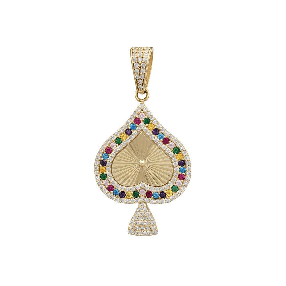Zirconia Multicolor Spade of Ace Pendant (14K)