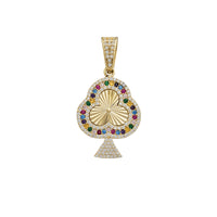 Zirconia Multicolor Club Poker Sign Pendant (14K)