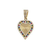 Zirconia Multicolor Heart Poker Sign Pendant (14K)