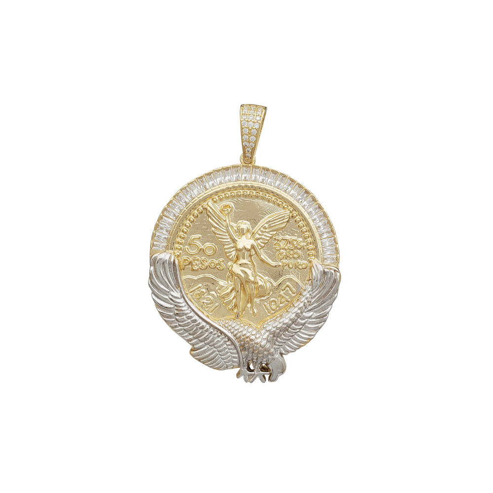 Zirconia 50 Peso Mexican Centenario Coin Pendant (14K)