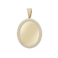 Zirconia 2-Row Oval Memorial Picture Pendant (14K)