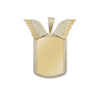 Zirconia Winged Rectangle Memorial Picture Pendant (14K)