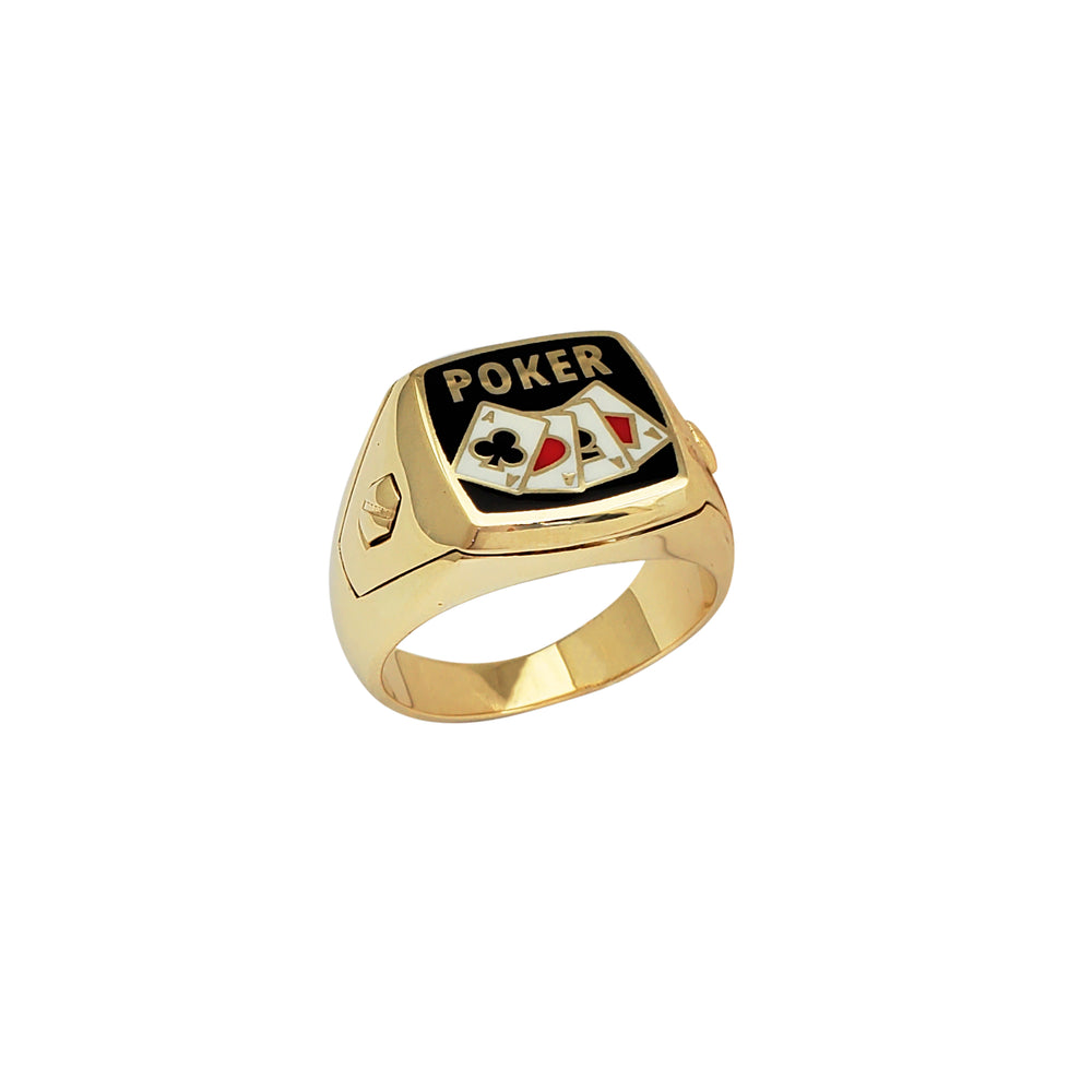 Enameled Full Color Poker Signet Ring (14K)