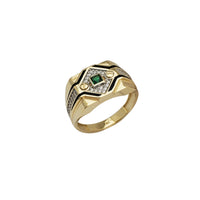 Pánský prsten se smaltovaným zeleným zirkonem (14K)