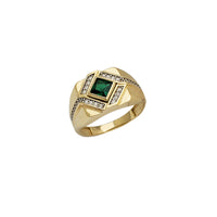 Pánský prsten se zeleným zirkonem (14K)