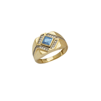 Light Blue Rhombus Zirconia Men's Ring (14K)