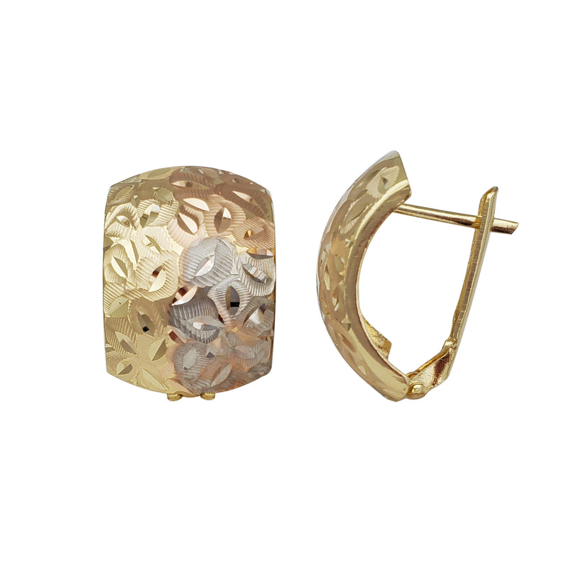 Tricolor Florentine Diamond-cuts Earrings (14K)