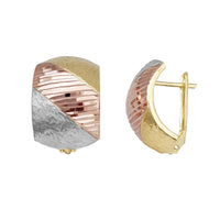 Tricolor Florentine & Diamond-cuts Earrings (14K)
