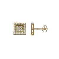 Zirconia Square Stud Earrings (14K)