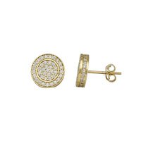 Zirconia Round Stud Earrings (14K)