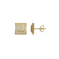 Zirconia Square Stud Earrings (14K)
