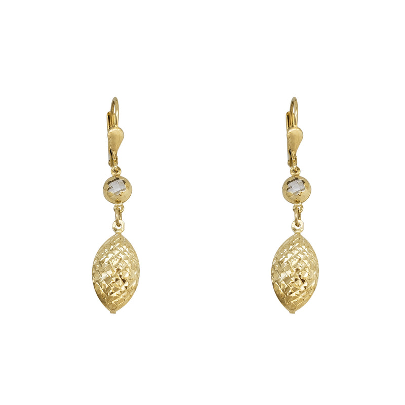 Zirconia Faceted Marquise Shape Hanging Earrings (14K)