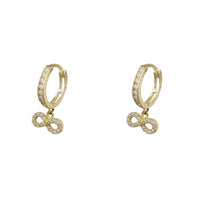 Zirconia Infinity-Sign Huggie Hanging Earrings (14K)