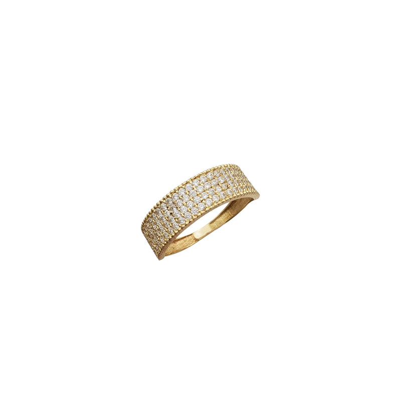 Zirconia Milgrain 4-Rows Band Ring (14K)