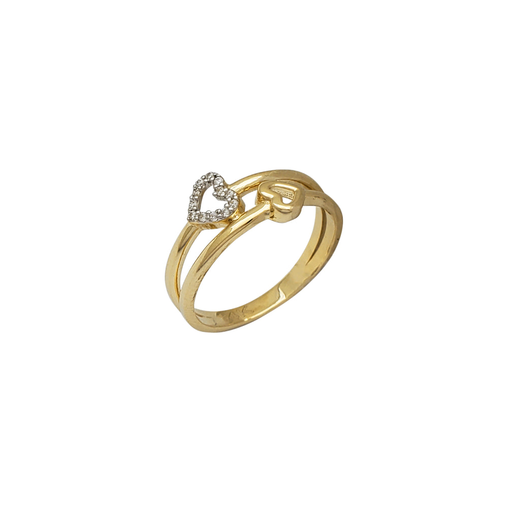 Zirconia Opposing Hearts Ring (14K)