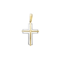 Two-Tone Layered Cross Pendant (14K)