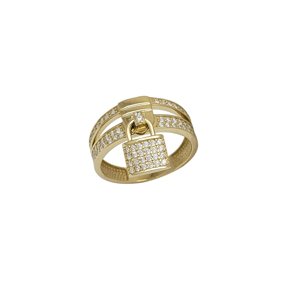 Iced-Out Padlock Belt Ring (14K)
