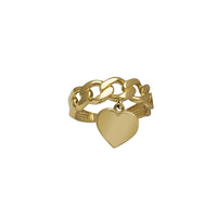 Dangling Heart Cuban Link Ring (14K)