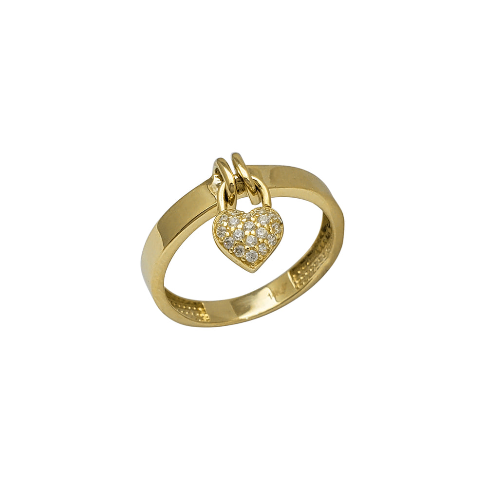 Stoneset Heart Padlock Collar Ring (14K)