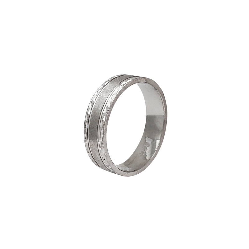 Brushed Finish & Faceted Edge Band (Silver)
