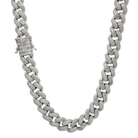 Iced-Out Baguette Cuban Chain (Silver)