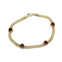 Red Heart Stone Bismark Bracelet (14K).