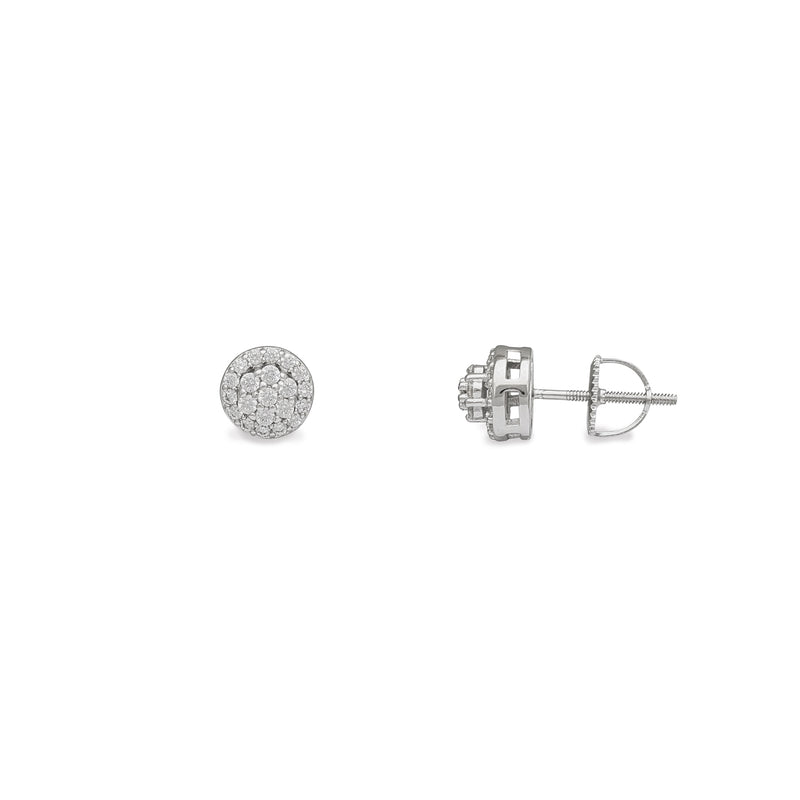 Zirconia Cluster Round Stud Earrings (Silver)
