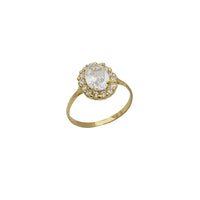 Zirconia Solitaire Oval-Halo Engagement Ring (14K)