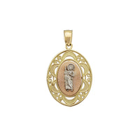 Tricolor Saint Jude Oval Pendant (14K)