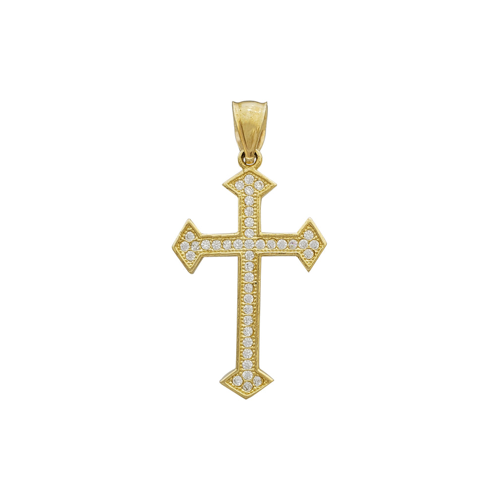 Zirconia Edged Cross Pendant (14K)