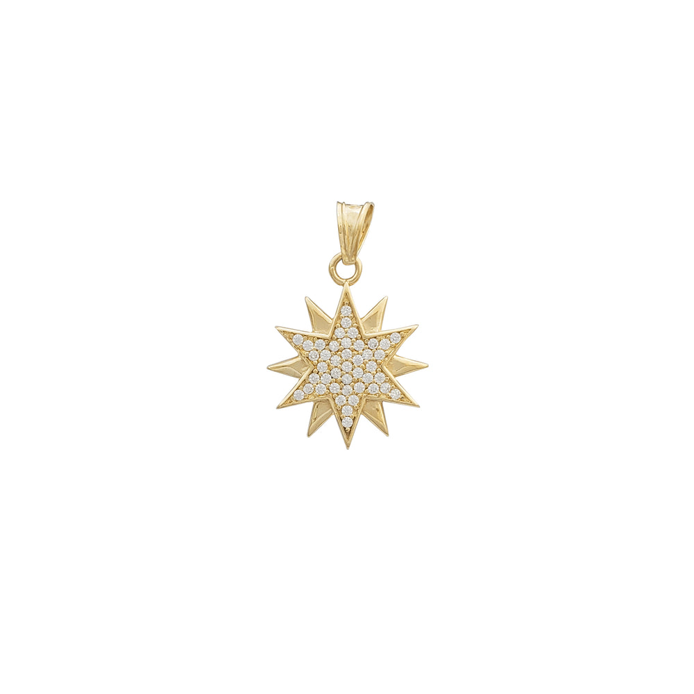Zirconia Sunburst Pendant (14K)