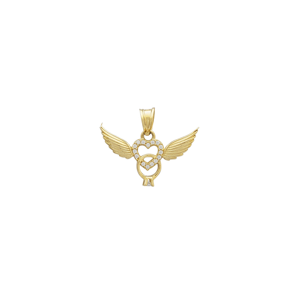 Stone-set Winged Heart Pendant (14K)