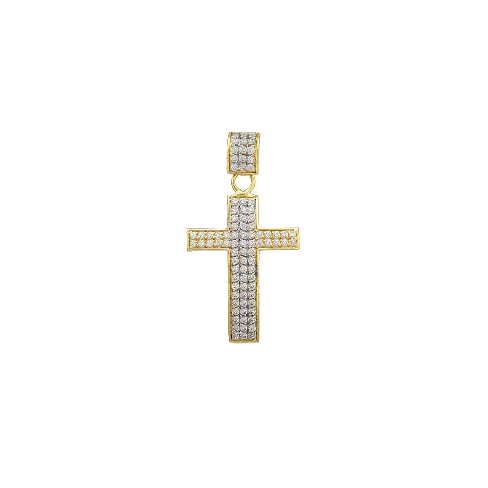 Two-Tone Convex Cross Pendant (14K)