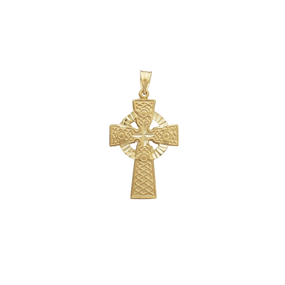 Diamond-Cuts Halo Cross Pendant (14K)