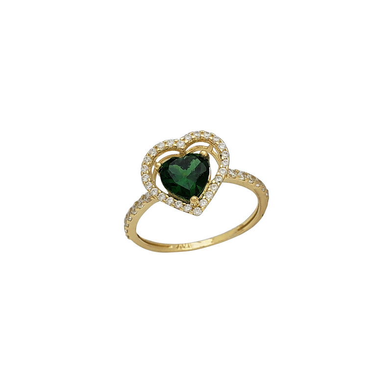 Zirconia Green-Heart Ring (14K)