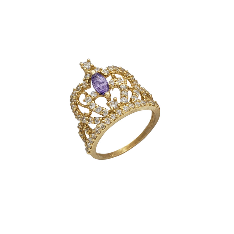 Zirconia Purple Tiara Ring (14K)
