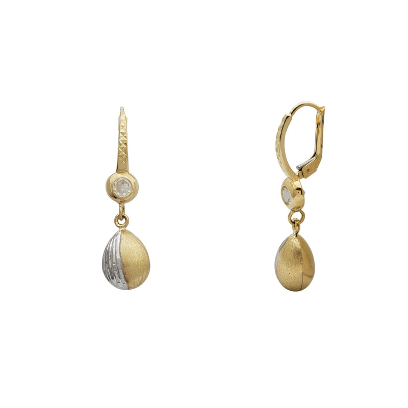Two-Tone Oval Drop Earrings (14K)