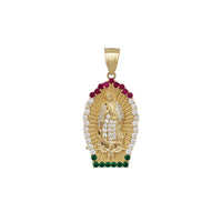 Multi-Color Stone Halo Virgin Mary Pendant (14K)
