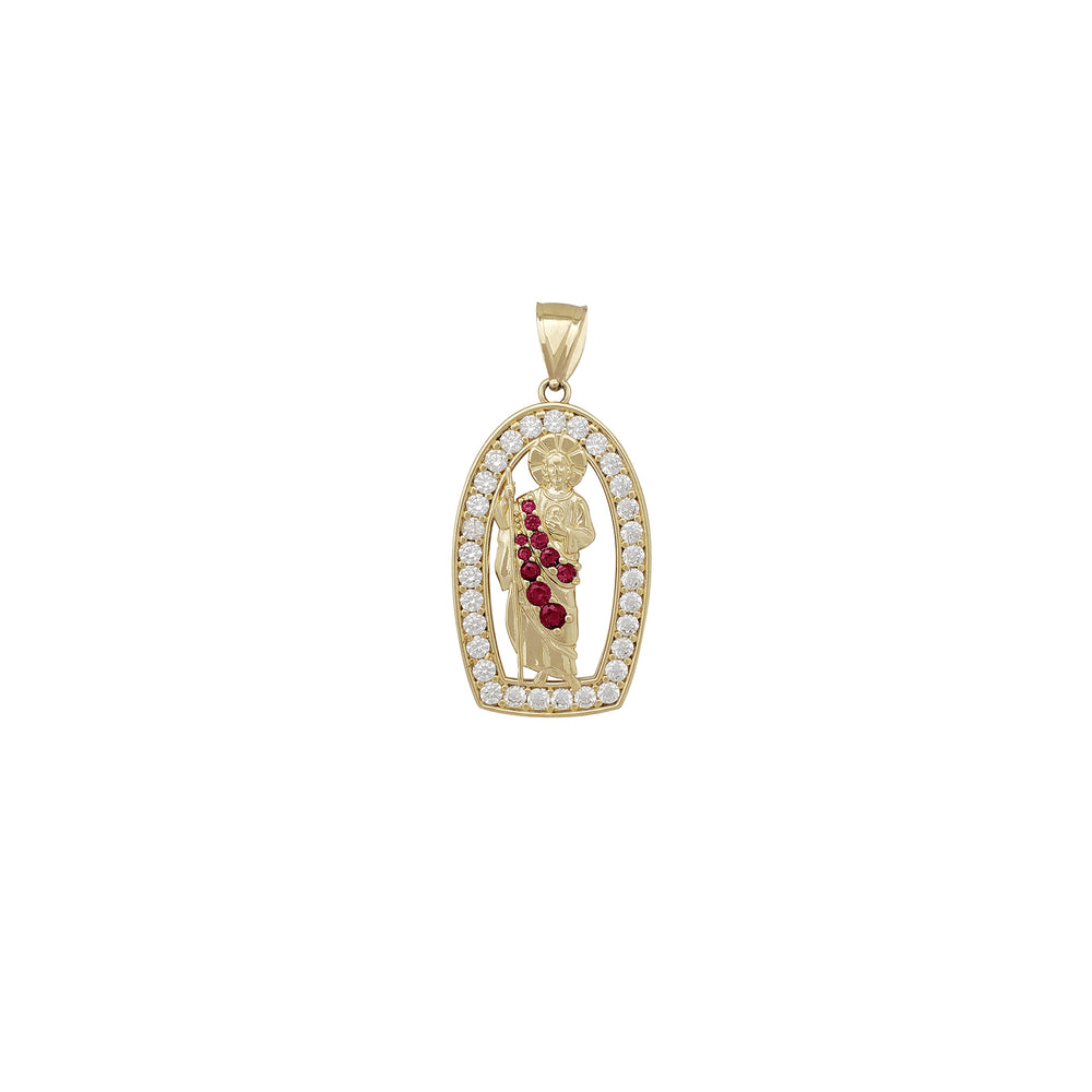 Red-Stone Saint Jude Pendant (14K)
