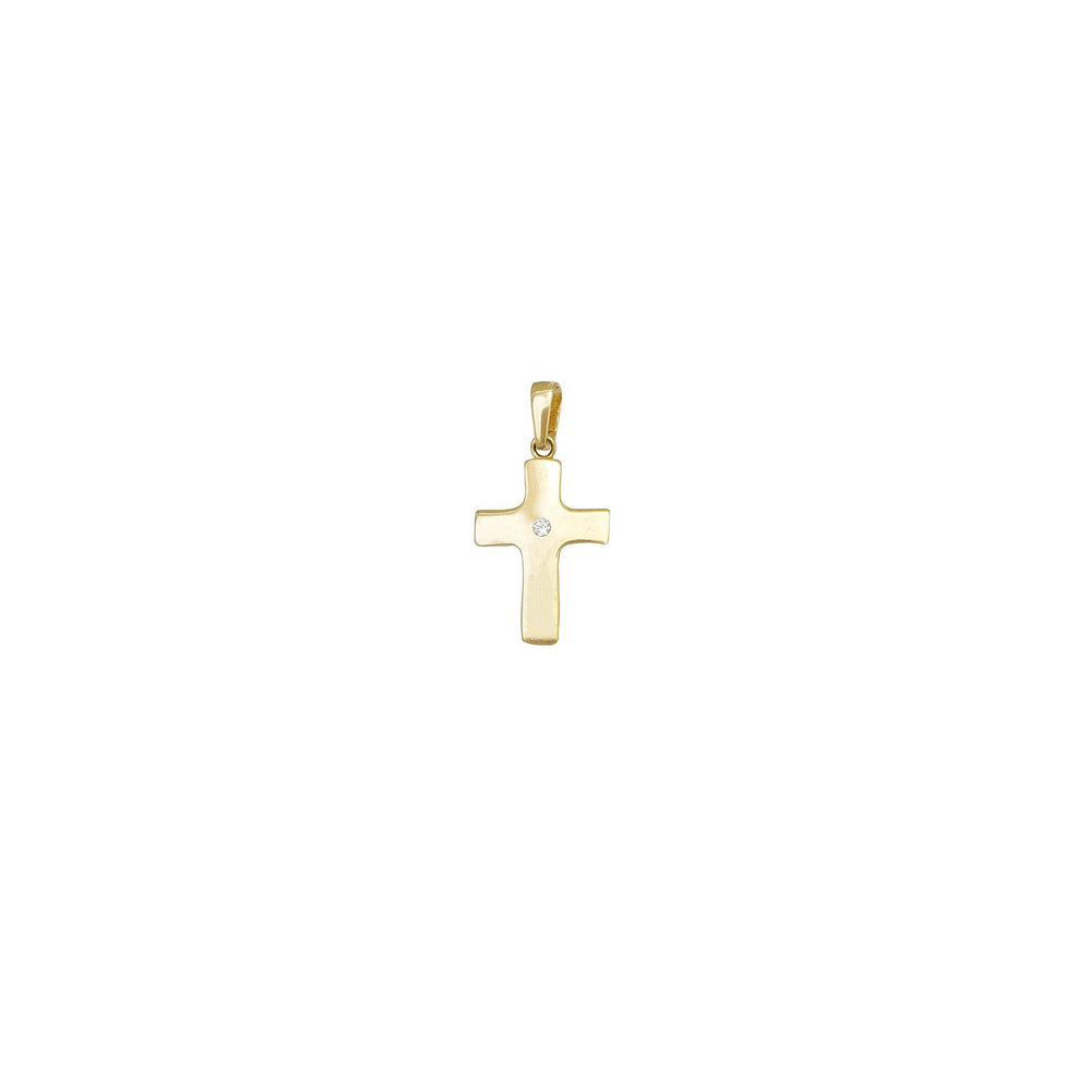 Zirconia Stone Cross Pendant (14K)