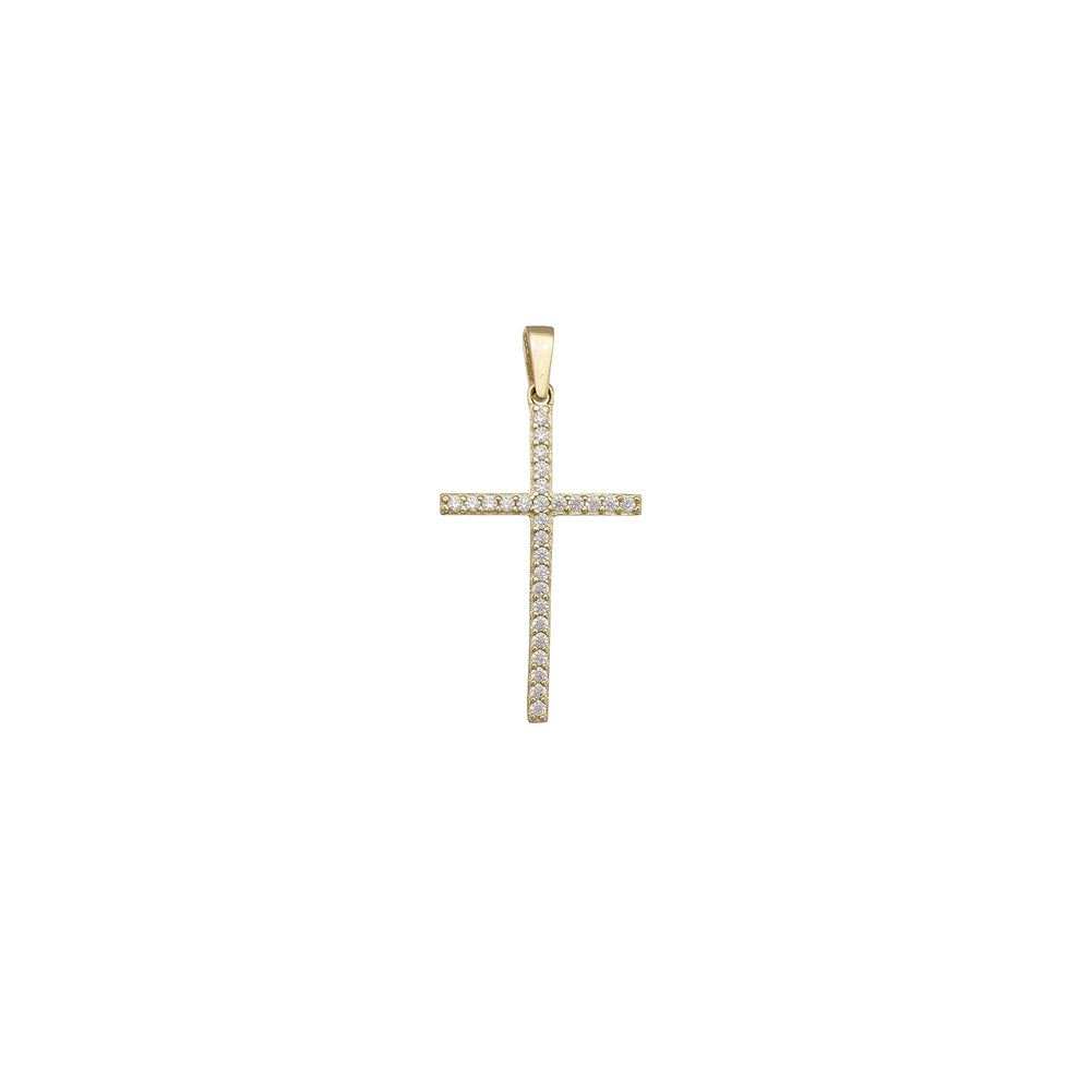 Single Row CZ Cross Pendant (14K)