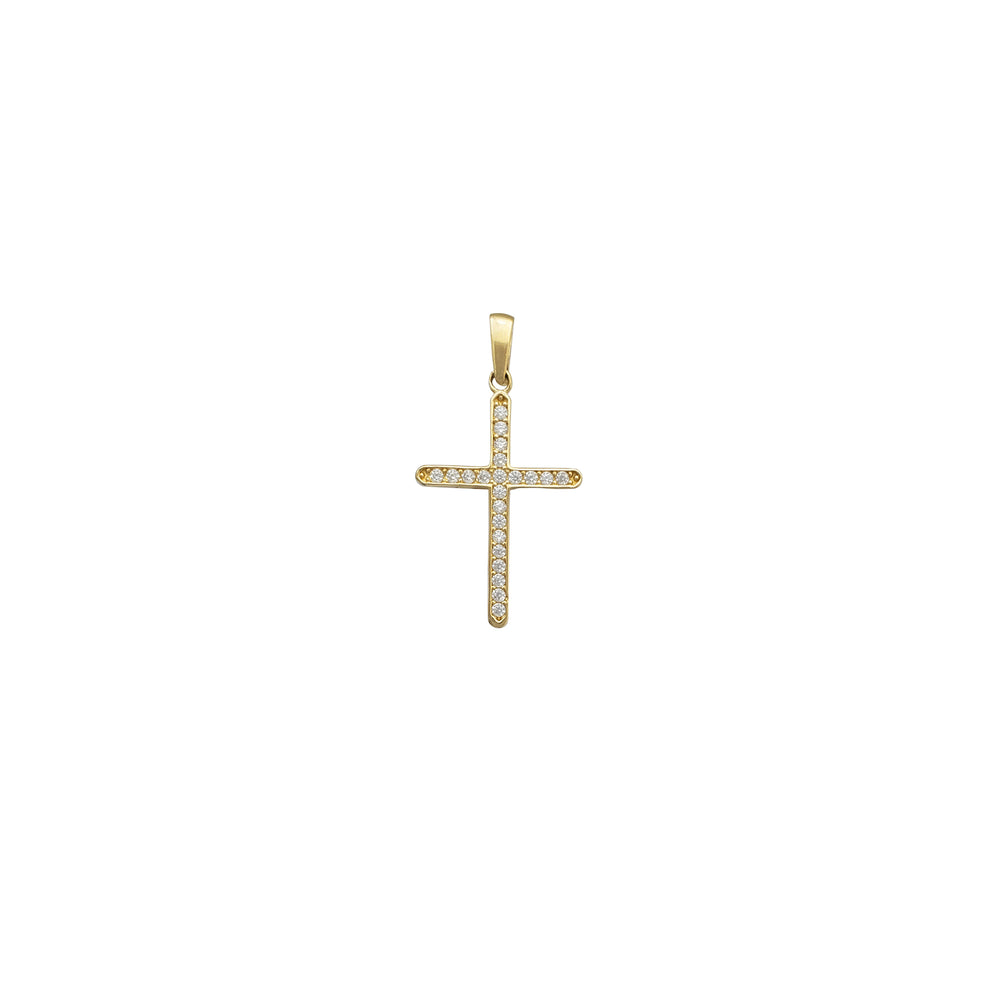 Single-Row Pavé CZ Cross Pendant (14K)