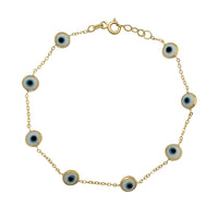 Round Evil Eye Charm Bracelet (14K)