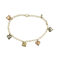 Tricolor Puffy Hearts Anklet (14K).