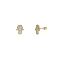 Hamsa Hand Gemstone Stud Earrings (14K)