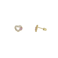 Peeking Heart Gemstone Stud Earrings (14K)