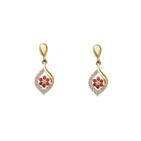 Zirconia Dangling Stud Earrings (14K)