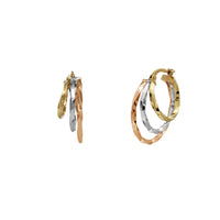 Tricolor Trio Twist Hoop Earrings (14K)